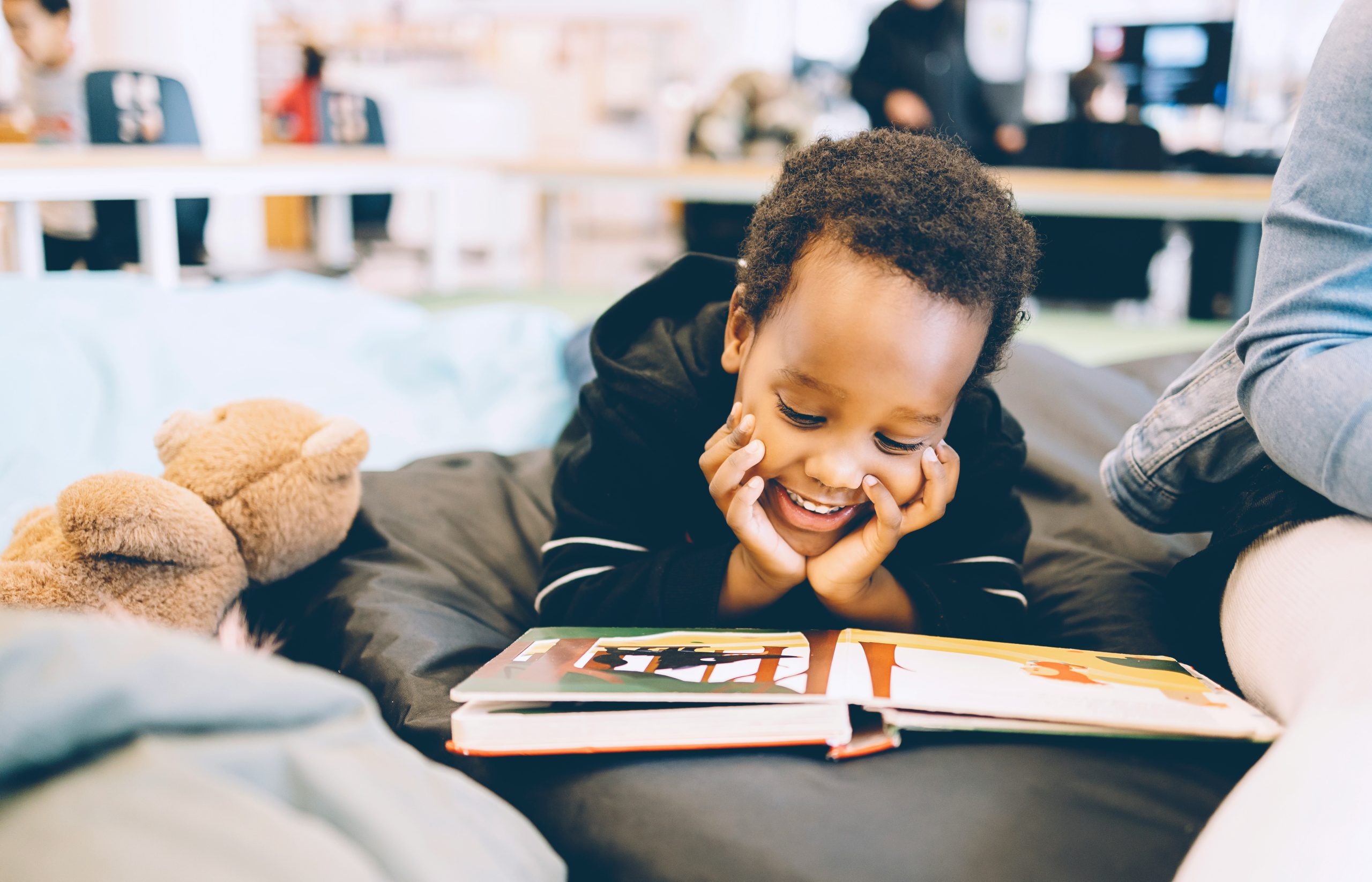 child reading custom book
